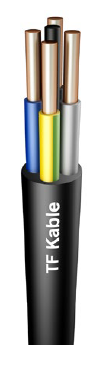 Erdungskabel Schwarz YKY 5x 2,5 mm2 ŻO RE Cu-Draht 0,6/1 kV – 1 m